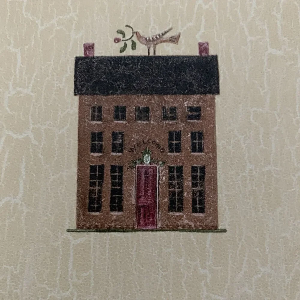 Folk art Wallpaper Primitive Country Barn House By International H3143
